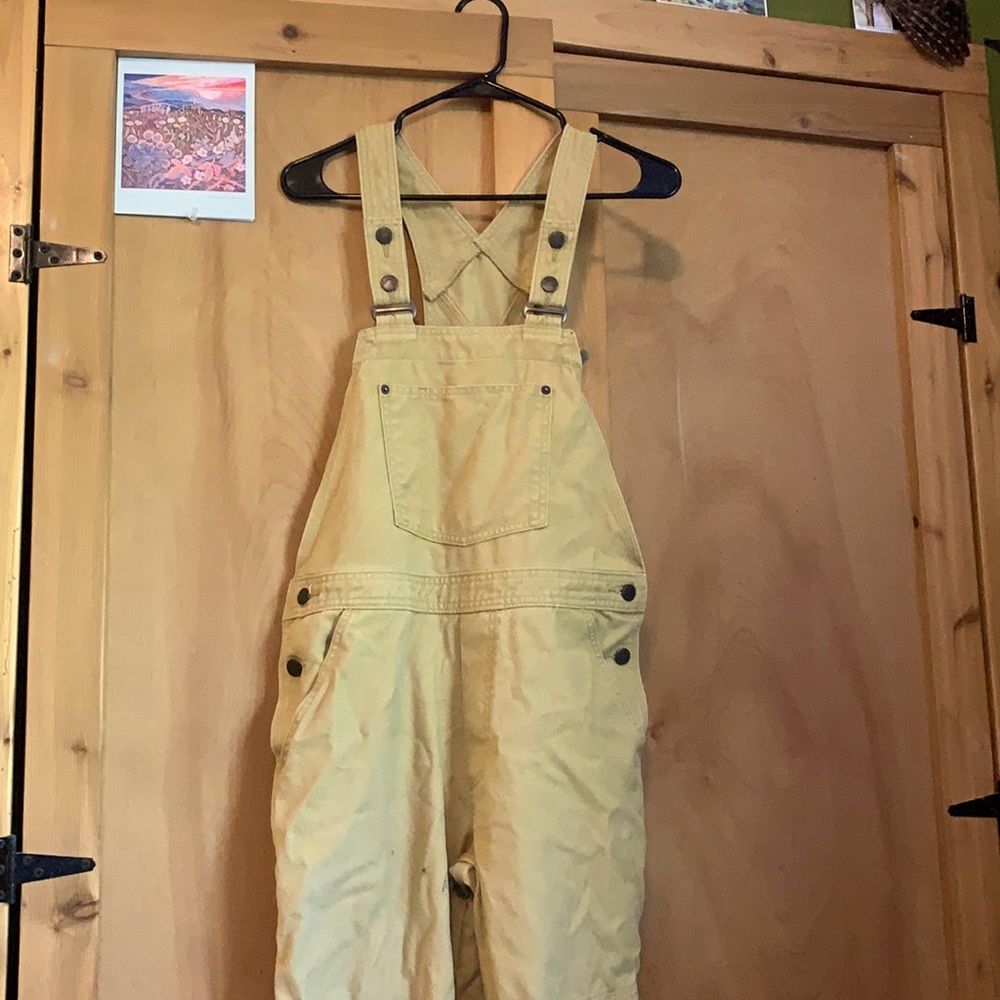 Patagonia women’s overalls size medium, tan colored.